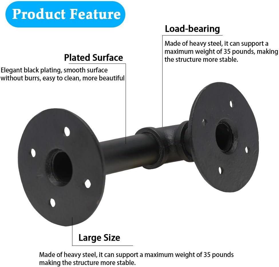 6 Pcs Pipe Shelf Brackets Industrial Iron Pipe Brackets Rustic Wall Mounted DIY Pipe Shelving Brackets Hanging Custom Floating Shelves Brackets with All Accessories Needed (6 Pack): Home Improvement