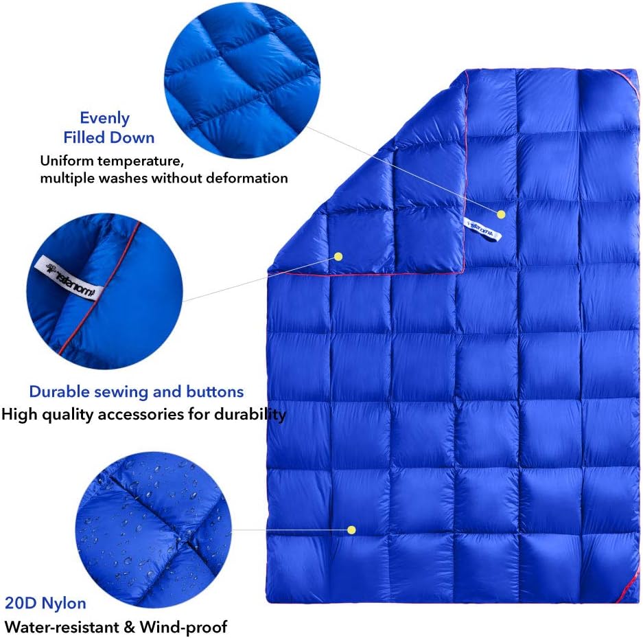 4Monster Outdoor Down Blankets Camping Blanket 650 Fill Travel Down Quilt Compact Waterproof for Picnics, Beach Trips, Camping and Backpacking : Sports & Outdoors