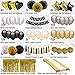 VINAKAS Black And Gold Party Decorations with Happy Birthday Banner - Birthday Party Decorations, Black And Gold Balloons, Tinsel Foil Fringe Curtains, Black and Gold Table Cover and More!