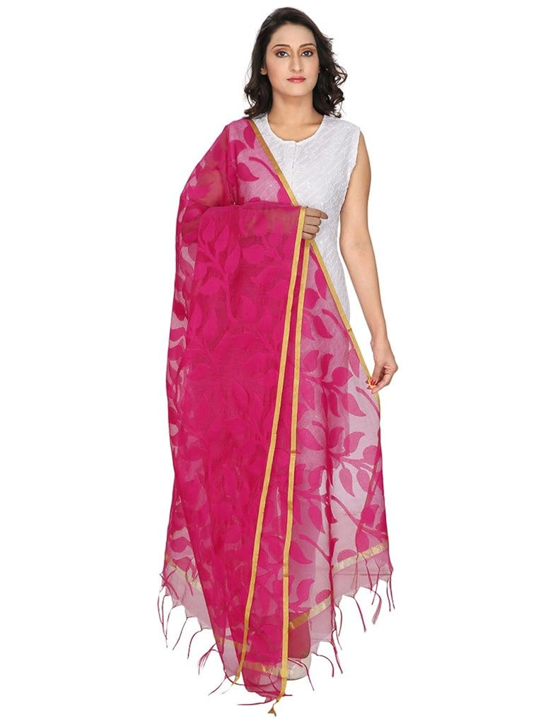devam women's cotton silk blend banarasi dupatta(lh-339 _pink _free size)