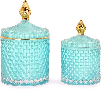 R FLORY - Juego de tarros de cristal para cuarto de baño, ahorro de