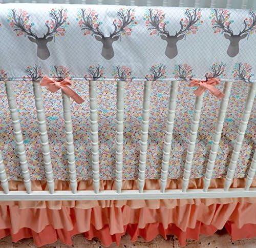 Peach Girly Stag Crib Bedding