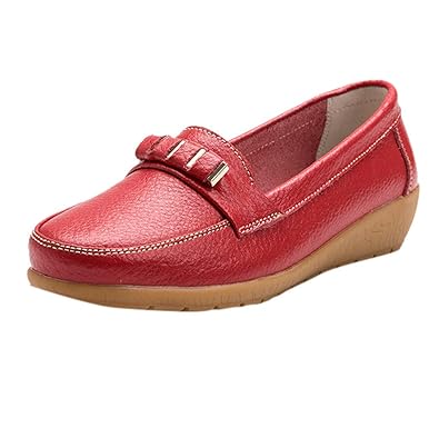 Große Größe Mokassins, Dorical Damen Bootsschuhe Loafers Halbschuhe Casual Fahren Schuhe Kunstleder Slip on Slipper Erbsensch
