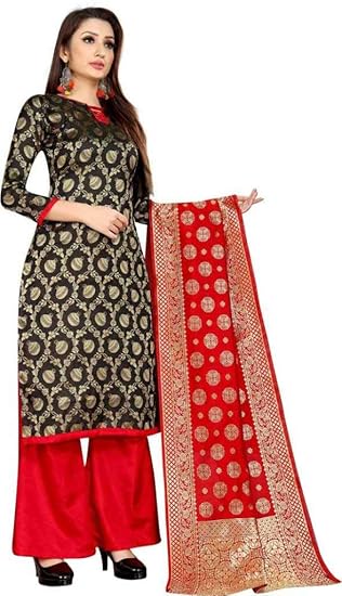 Paradise Creation Womens Banasari Silk Dupatta (Red)