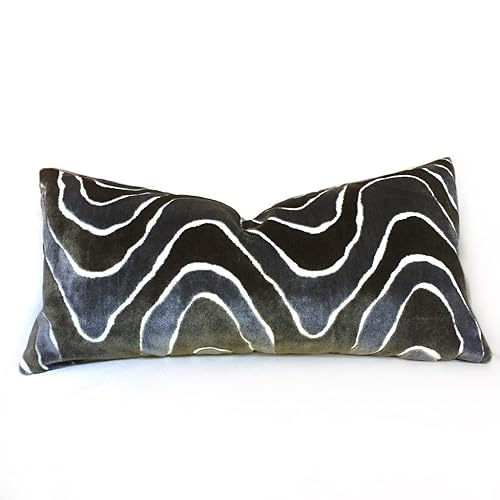 Amazon Com Robert Allen Cut Velvet Wave Stripe Gray Brown Cream
