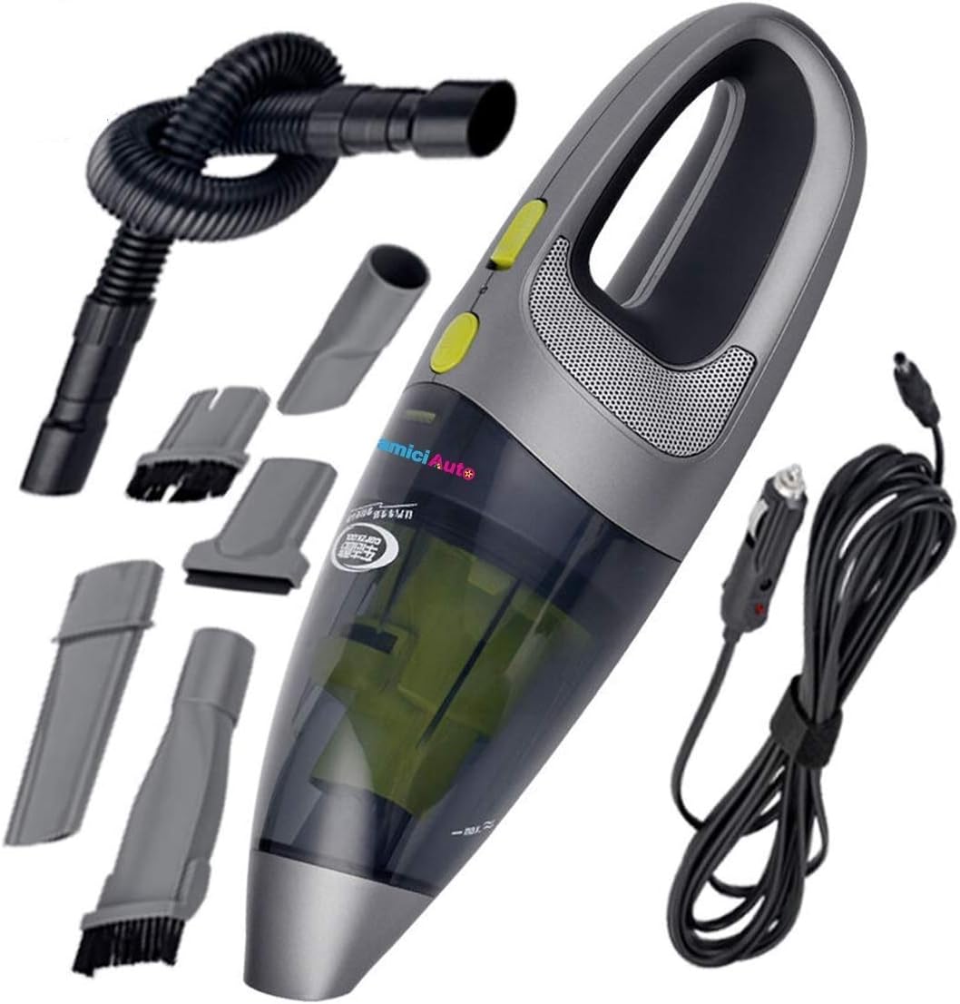 amiciAuto 100W Wet/Dry Car Vacuum Cleaner Rechargeable with 220V Charging Base and DC 12V Car Charger