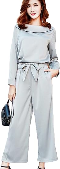 Amazon sy パンツドレス セットアップ スーツ 結婚式 二次会 会合 お出掛け お呼ばれ 入学式 卒業式 エレガンス シンプル 上品 大きいサイズ カラー豊富 Xl グレー パンツスーツ 通販