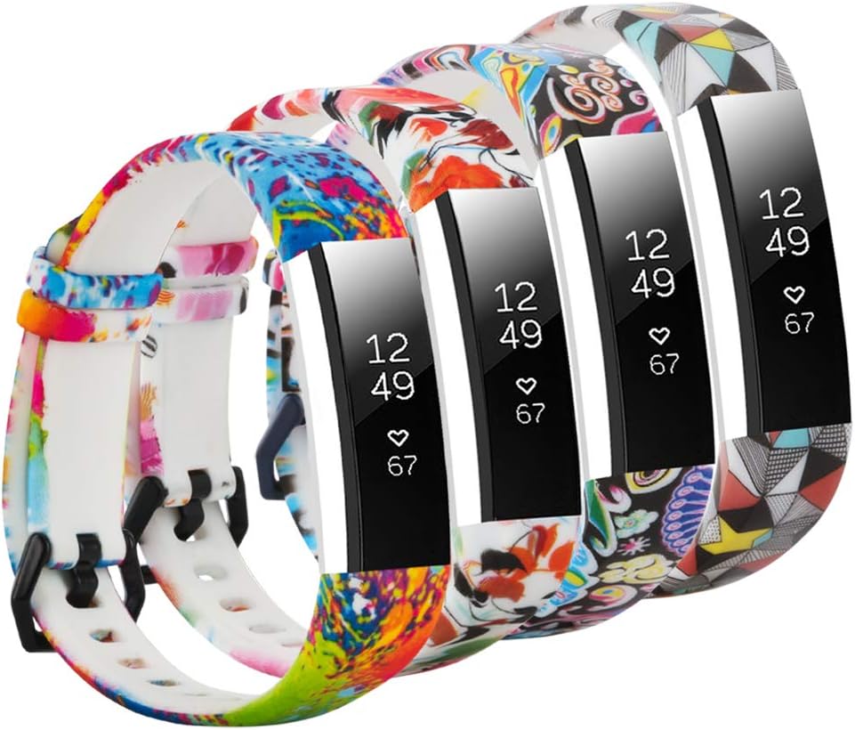 honecumi Replacement Floral Wrist Strap Compatible with Fitbit Alta/Alta HR Pattern Watch Bands for Men Women Adjustable Fitbit Alta HR Band with Metal Clasp