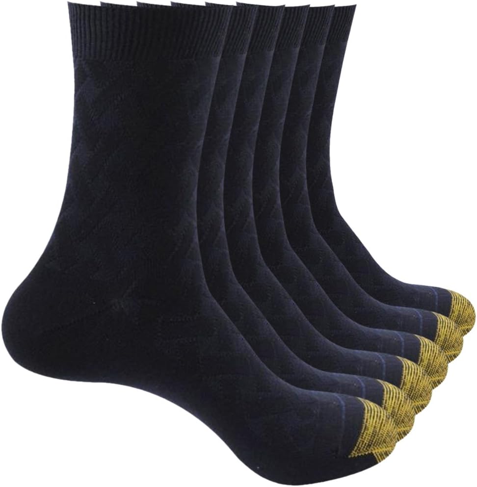 CeeDeek Bamboo Fiber Business Socks for Men Thicken Crew Socks Pack of 6