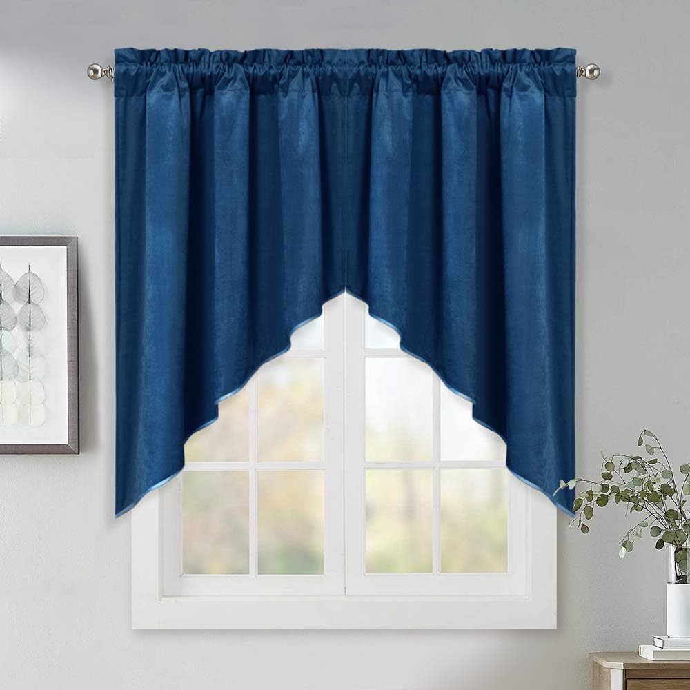 Amazon Com Stangh Short Kitchen Tier Curtains Luxury Blue