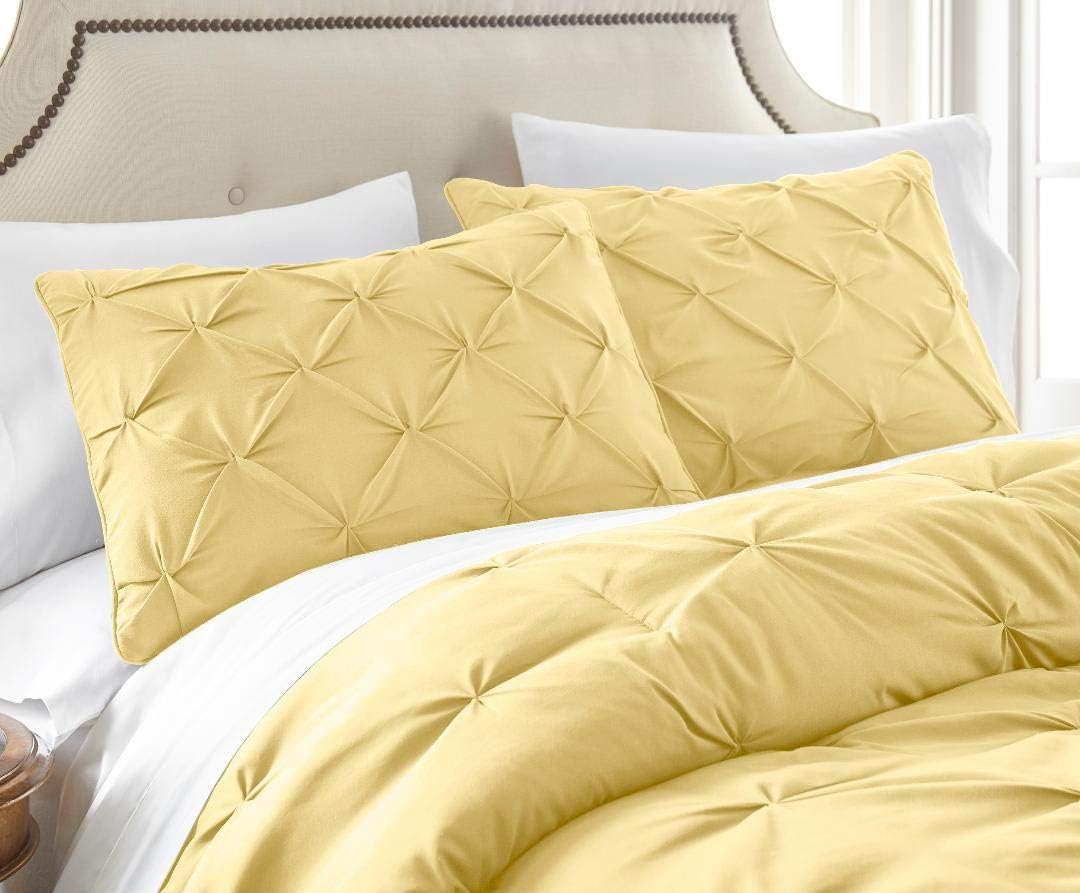 Chezmoi Collection Berlin 3-Piece Pintuck Pinch Pleat Bedding Comforter Set (Full, Yellow): Home & Kitchen
