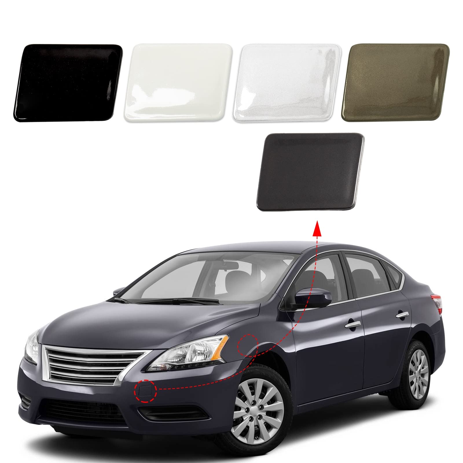 Photo 1 of CZShiYue Front Bumper Tow Hook Cover Towing Eye Cap Fit for Nissan Sentra 2013 2014 2015 622A03SH0A 622A0-3SH0A (White, Left Driver Side)