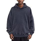 Huzeiwu Mens Oversized Acid Wash Hoodies Heavyweight Vintage Washed Fleece Hoodie Sweatshirt for Men Women Streetwear