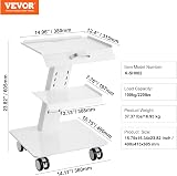 VEVOR 3-Tier Lab Trolley Cart Stainless Steel Rolling Medical Clinic Utility view 7