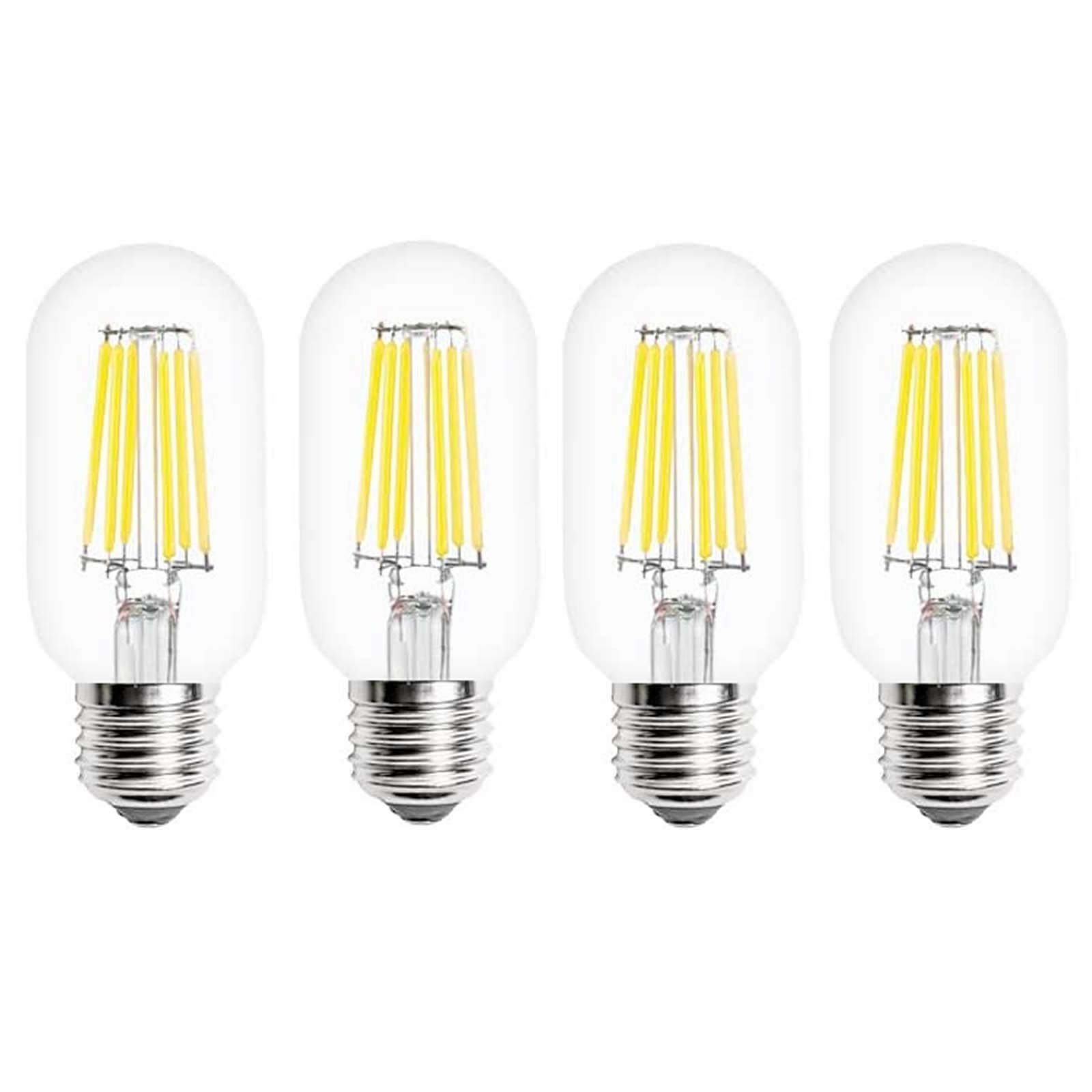 Jiotouhu T45 LED Edison Bulb 6W Cool White 6500K 60W Incandencent Replacement Screw E27 Vintage LED Decorative Light Bulb T45 Clear Tubular Filament Bulb (4-Pack, Non-Dimmable)