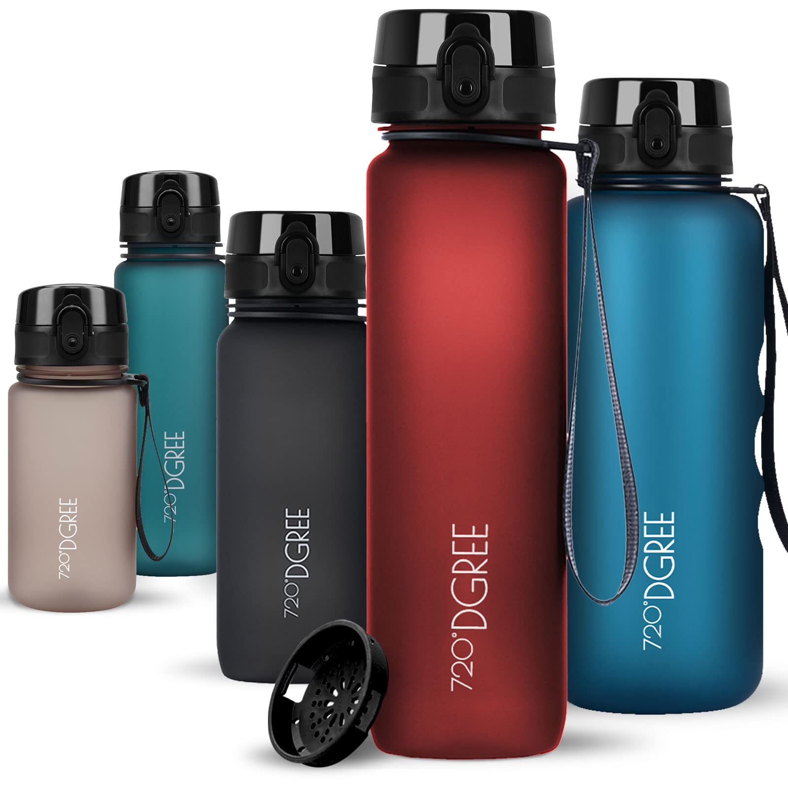 720°DGREE Water Bottle 650ml “uberBottle“ softTouch +Sieve - BPA-Free Tritan, Leakproof, Reusable Drinking Bottle - Sports Bottle for School, Fitness, Gym, Cycling, Travel, Office, Outdoor, Hiking