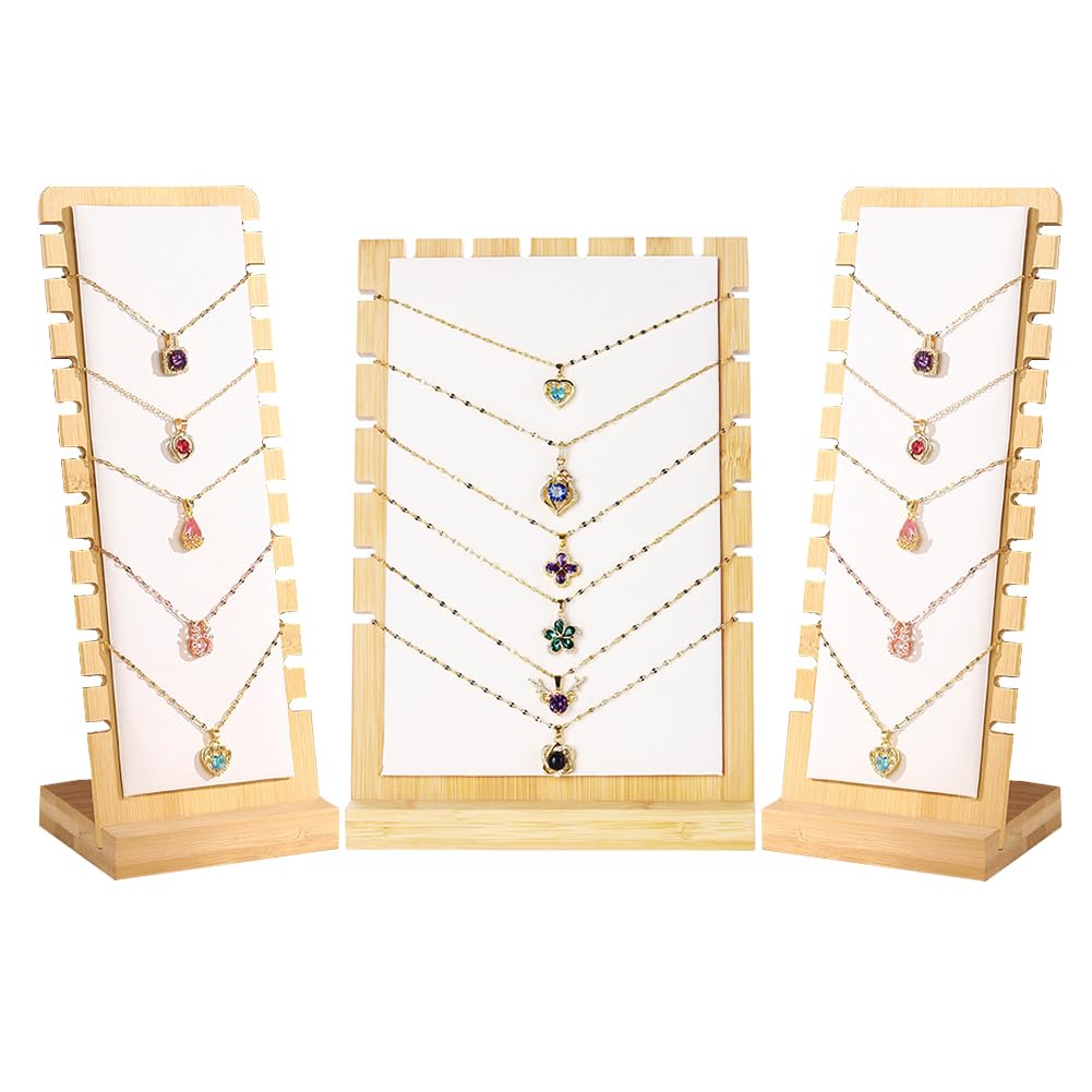 Photo 1 of LOARNIEA Necklace Display Stands for Selling Necklace Holder Necklace Display Storage Jewelry Display Storage Set 3PCS (Beige)