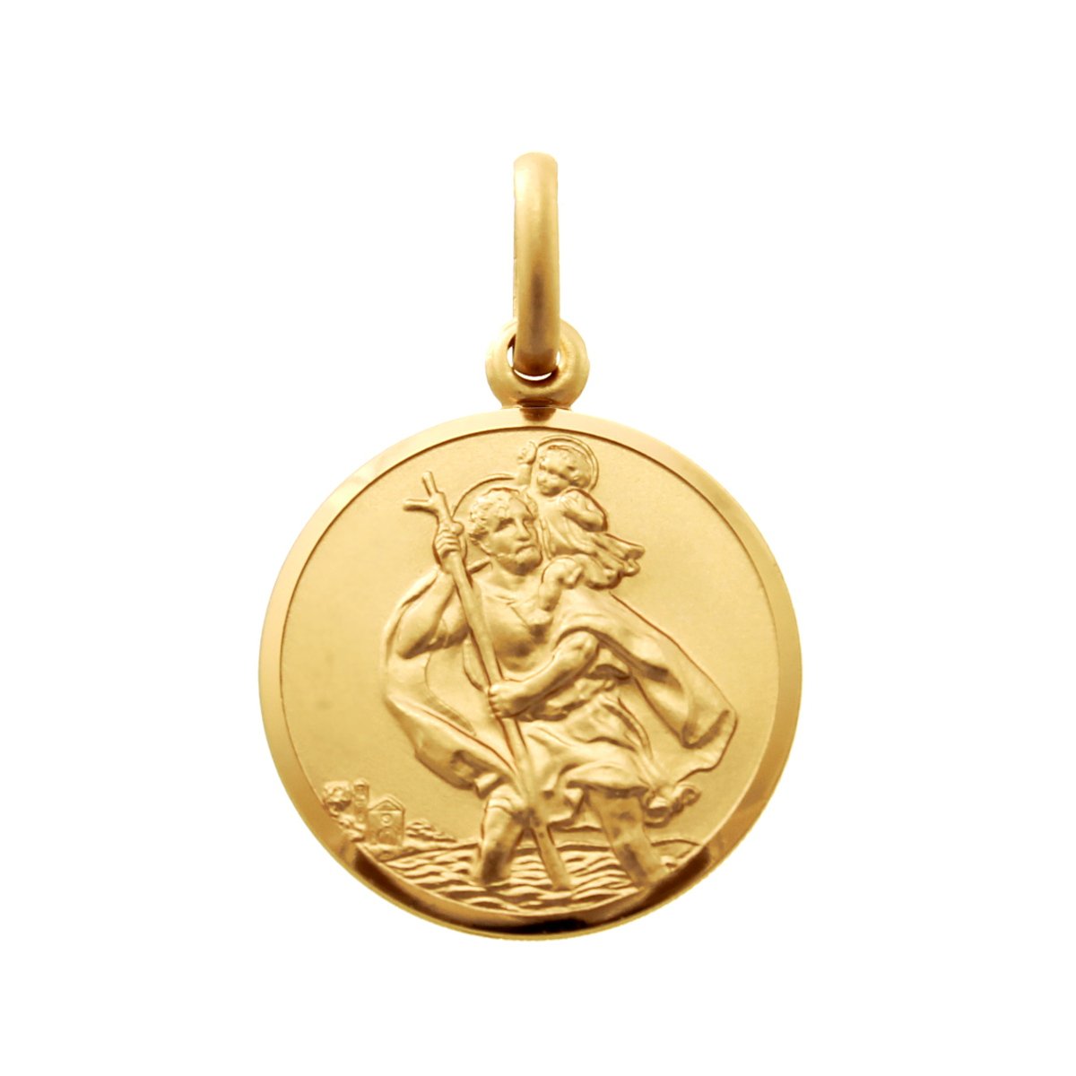 Alexander Castle Children's Small Solid 9ct Gold St Christopher Pendant Medal - 14mm - PENDANT ONLY with Jewellery Gift Box