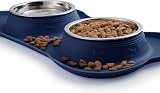 Hubulk 2 Stainless Steel Pet Bowls No Spill Non-Skid Mat Medium Navy view 5