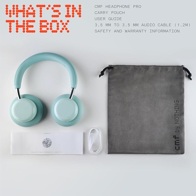 CMF Headphone Pro - Over-Ear Bluetooth Kopfhörer – Bis zu 100h Akku, Hi-Res mit LDAC, Räumlicher Klang, mit aktivem Noise-Cancelling – Hellgrau