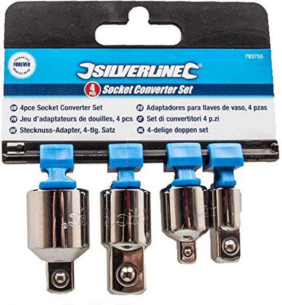 Silverline Socket Converter Set – 4 Piece Adapter Kit for Socket Wrenches and Ratchets (793755)