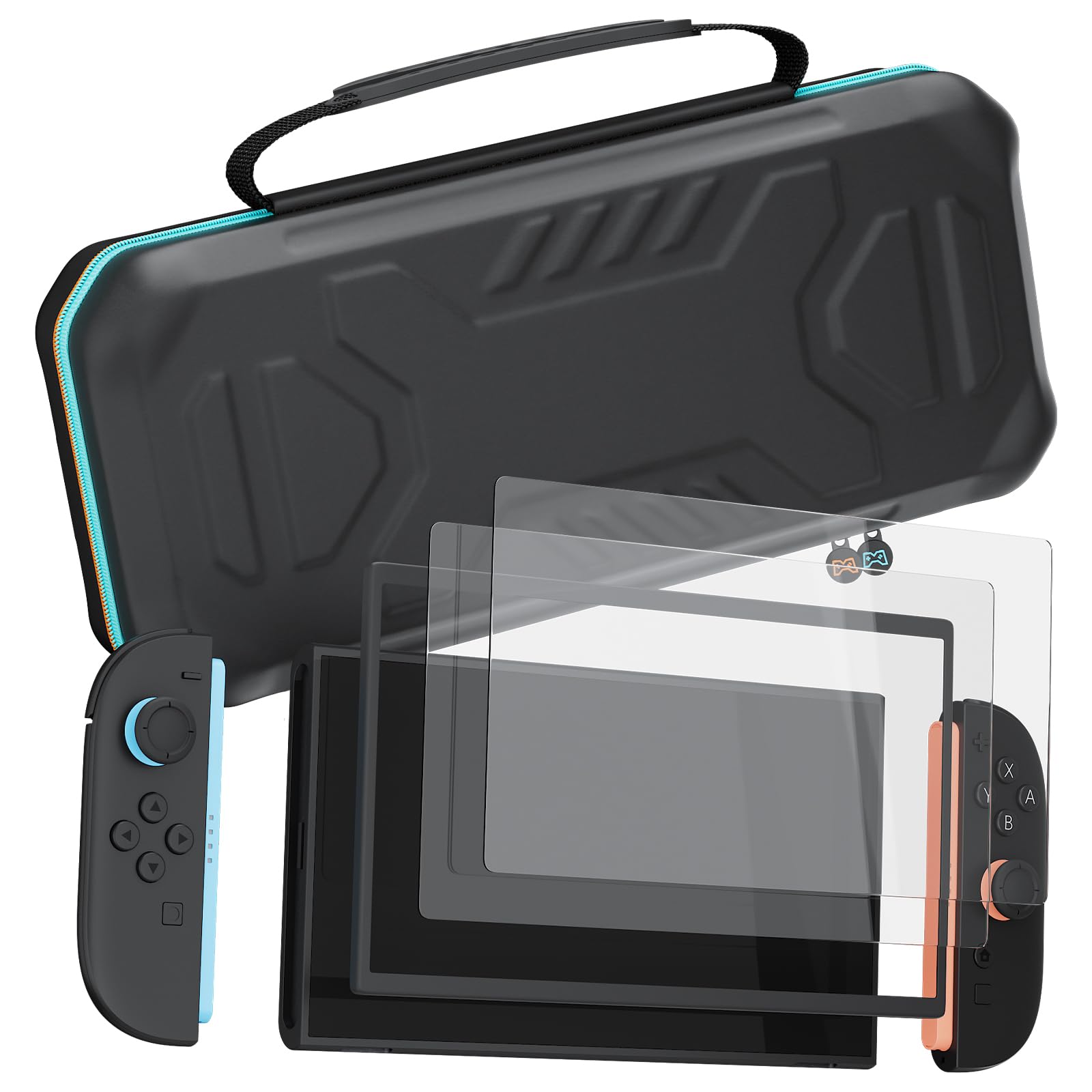 Hosanwell Longest Durable Travel Carrying Case for Switch 2 2025,2 Screen Protector,Hard Carrying Case with 12 Game Cards,Black [nintendo_switch_2]