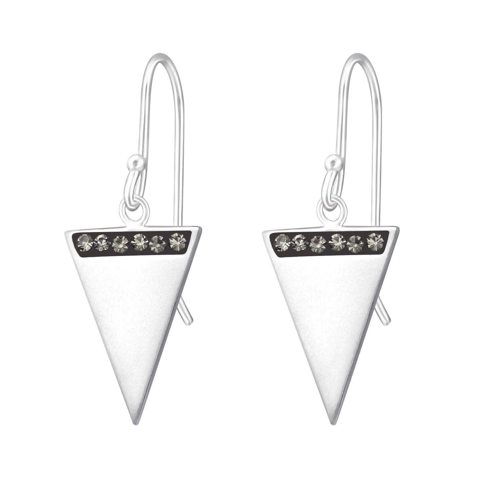 The Rose & Silver Company Women 925 Sterling Black Triangle Dangle Earrings