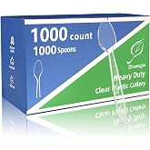1000 Count Heavy Duty Clear Plastic Spoons Disposable | BPA-Free, Heat Resistant, Durable Disposable Forks Bulk for Catering &amp; Events - Plastic Spoons heavy duty for Party Supplies