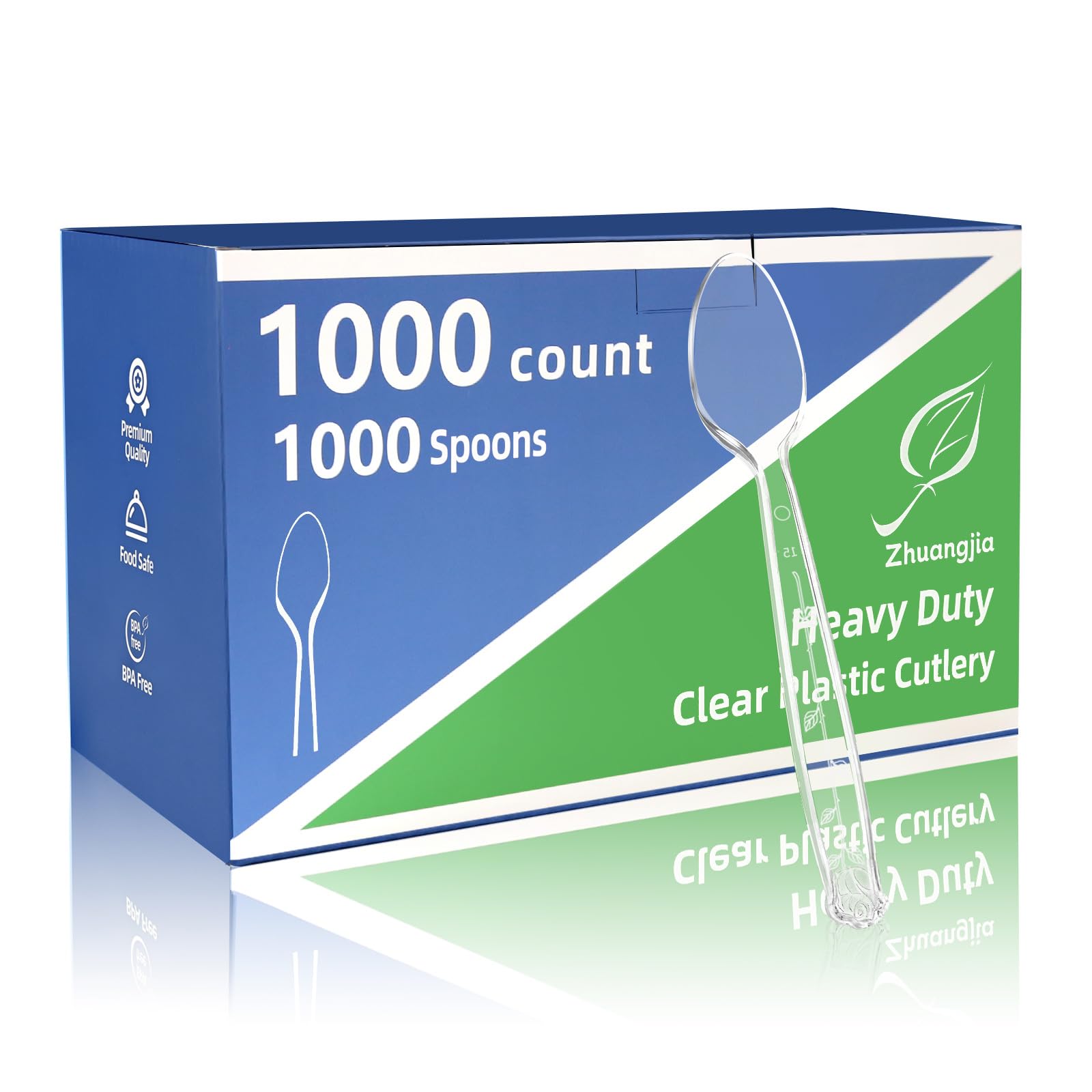 1000 Count Heavy Duty Clear Plastic Spoons Disposable, BPA-Free, Heat Resistant, Durable Disposable Forks Bulk for Catering & Events - Plastic Spoons heavy duty for Party Supplies Image