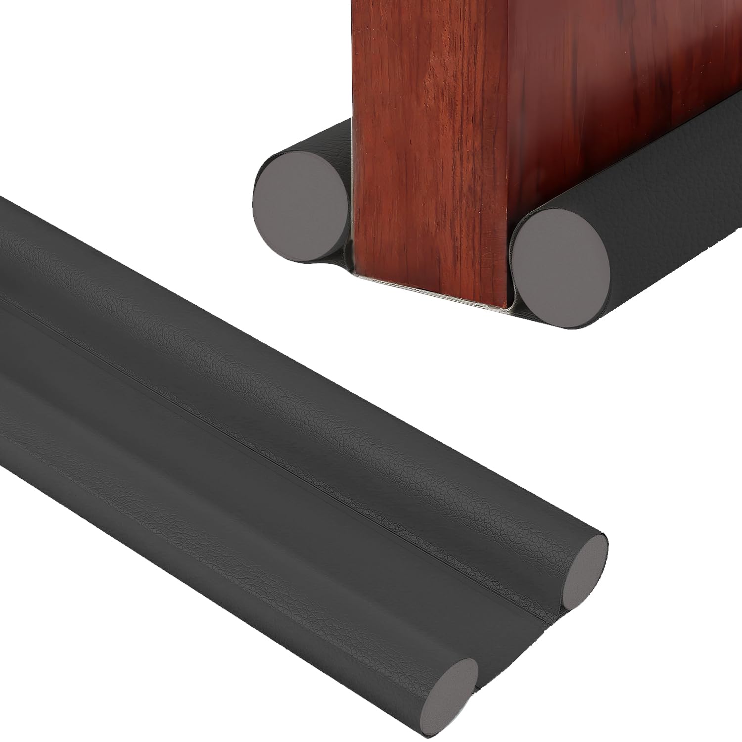 Under Door Gap Filler 37in/96cm Door Bottom Seal Draft Excluder for Doors Seal Strip Doors Adjustable Soundproof Draught Excluder for Bottom of Door (Black)