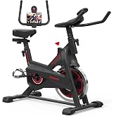 GEONEO Exercise Bike, Exercise Bike for Home, Stationary Indoor Cycling Bike Cardio Gym with pad Holder and LCD Monitor,Silent Belt Drive &amp; 35 LBS Flywheel