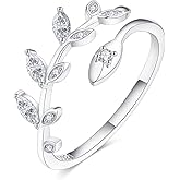 IMOLOVE Moissanite Wedding Bands for Women, 0.2 Carat Simple Moissanite Eternity Adjustable Rings for Women Trendy Elegant Stackable Leaf Rings with 18K White Gold Plated Size 5-10