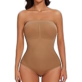 ciksob Strapless Shapewear Bodysuit for Women Seamless thong Tummy Control Bodysuit Slimming Butt Lifter Body Shaper