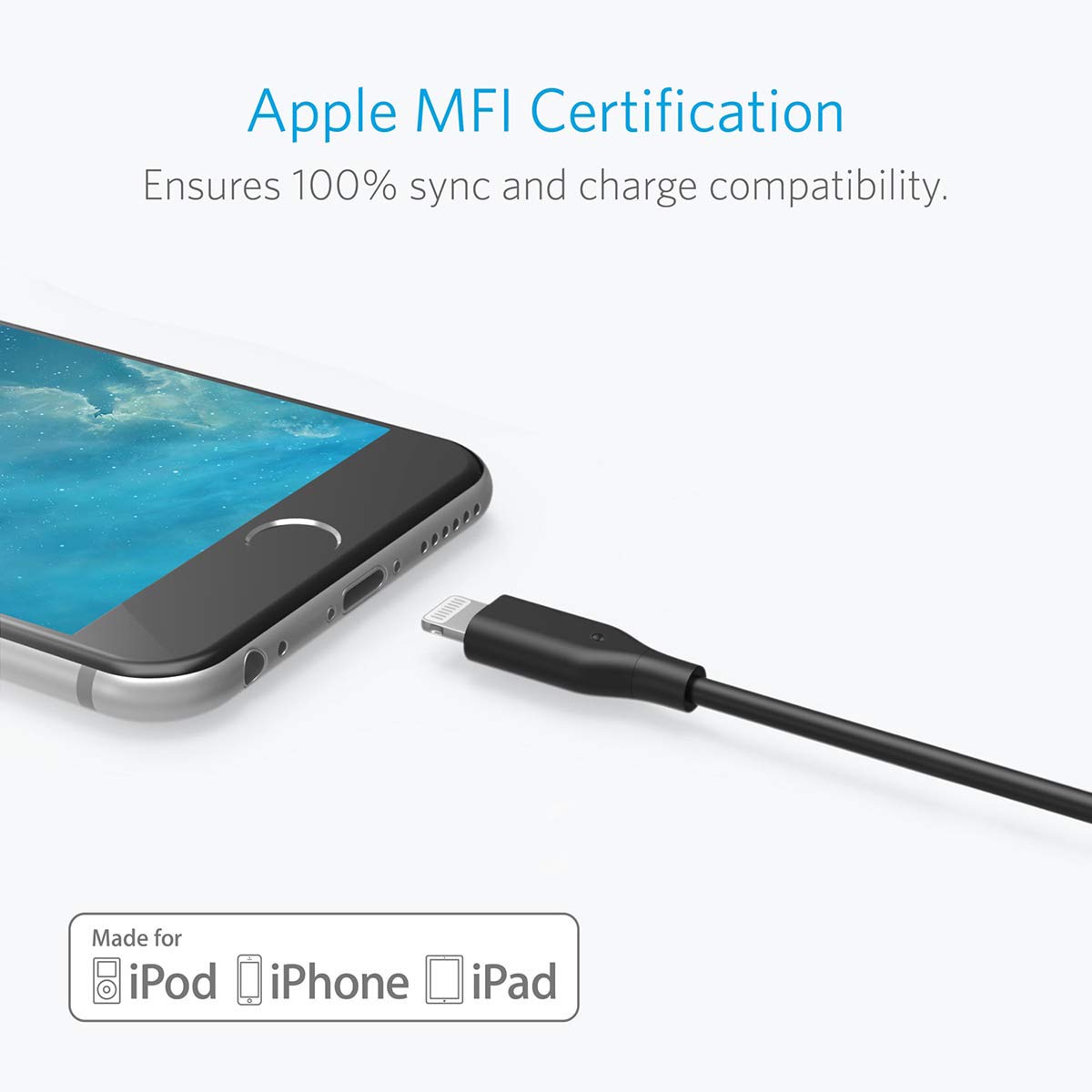 Anker [2 Pack] Powerline Lightning Cable (4 inch) Apple MFi Certified