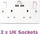 Status 13A Double Switched Plug Socket with 2 USB Ports White Plastic view 4
