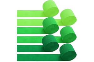 SIPRKAICT 6 Rolls Green Crepe Paper Streamers for Party Decorations-82ft Long and 1.8in Wide(Light Green,Green,Dark Green)