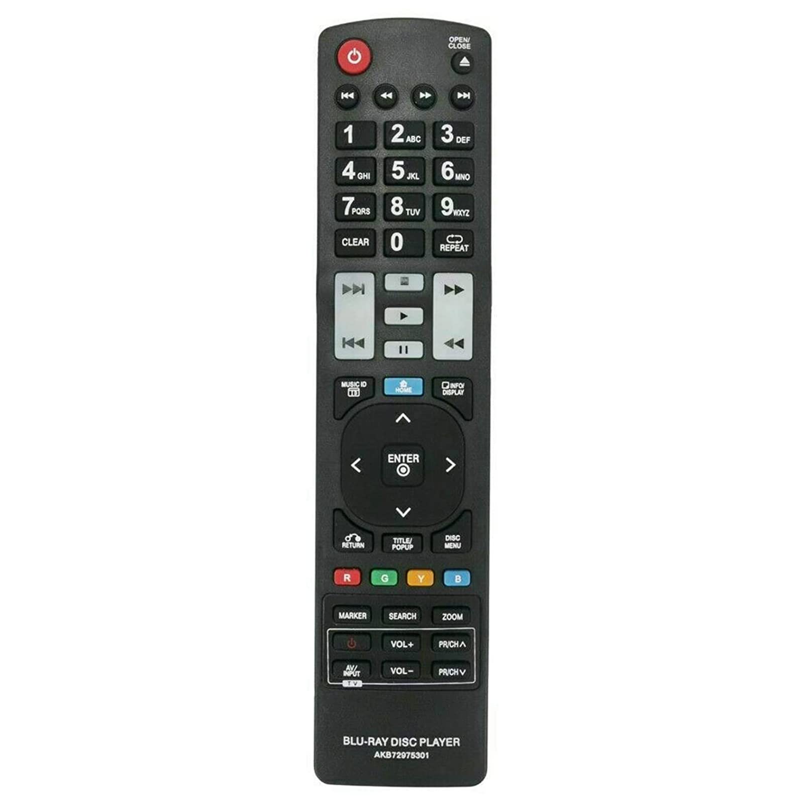 AKB72975301 Replacement Remote Control Fit for LG Blu-ray Disc Player BD370 BD550 BD561 BD561N BD570 BD572 BD572N BD580 BD590 BD592 BD592N BX580 BX585