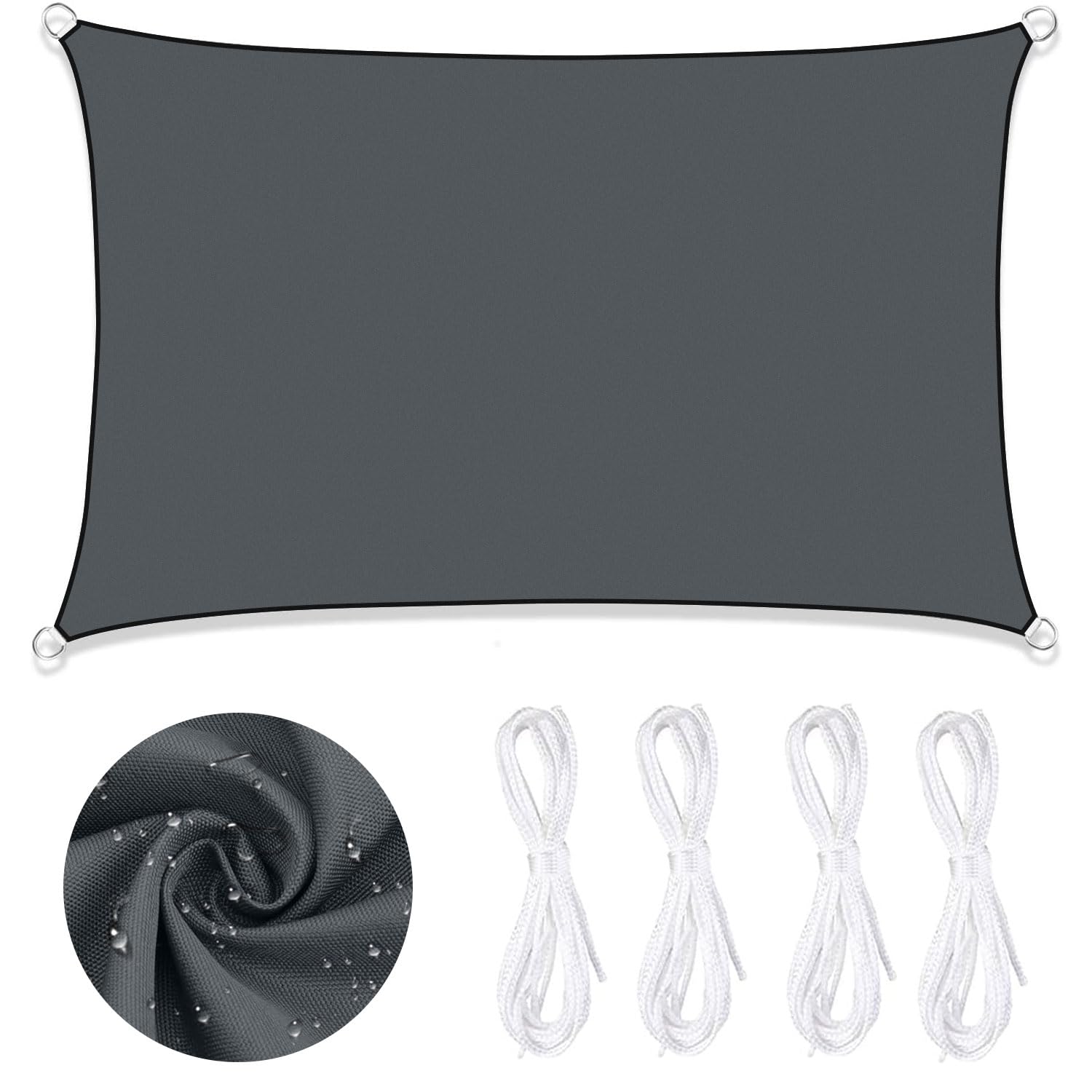 LATRAT Waterproof Breathable 95% UV Protection Awning for Garden, Patio, Outdoor, Grey, Rectangular, 2 x 3 m