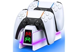 ZRZLMVP PS5-Controller-Charger for PlayStation-5-Dualsense-Edge, 9 Colors LED PS5 Charging Station for PlayStation 5 Controller Charger, Charging Dock and Holder Stand for PS5/Slim/Pro Remote Accessorise