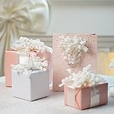 10 Counts Webbing Curly Bows for Gift Wrapping, Environmentally Friendly Paper Self Adhesive Bows for Gift Wrapping Bags, Treat Bags, Christmas, Thanksgiving, Valentine’s Day Party Decorations (white)