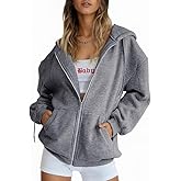 IRIVOSEY Womens Zip Up Hoodies Oversized Sweatshirts Casual Fall Spring Warm Fleece Jacket Thick Y2k Coats Winter Clothing