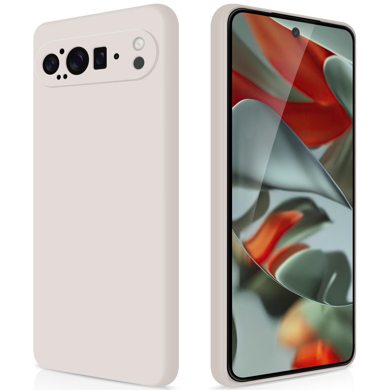 GiiYoon Case Compatible with Google Pixel 9 Pro XL, Silky-Soft Touch Full-Body Protective Phone Silicone Case, Shockproof Cover with Microfiber Lining, off white