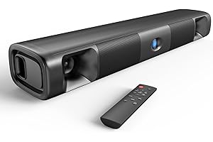 Saiyin Sound Bar for Smart TV, 60W Bluetooth 5.3 Soundbar with Dual Bass Drivers&Clear Voice, Virtual Surround Sound System with TV-ARC/Optical/AUX for TV/PC/Gaming/Projectors, 17 inch, Wall Mountable