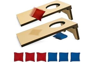 AIWEILUCK 2PCS Mini Tabletop Cornhole Boards, 4.7" W x 7.7" L Wooden Desktop Toss Game with 8 Bean Bags, Portable Game Set for Travel Home