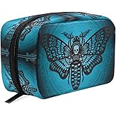 MNSRUU Small Cosmetic Bag for Girl Women Travel, Skull Butterfly Makeup Toiletry Organizer Bags with Compartments