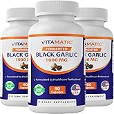 Vitamatic 3 Pack Fermented Black Garlic Extract 1000 mg 60 Capsules - Non-GMO, Gluten Free - (Total 180 Capsules)