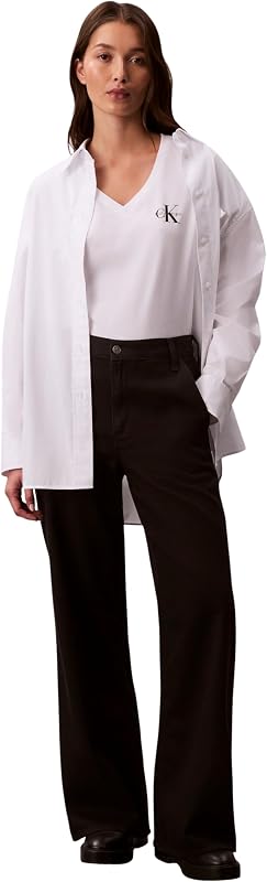 Damen 2er Pack T-Shirts Kurzarm Logo Tee mit V-Ausschnitt, Mehrfarbig (Adrenaline Rush/Brilliant White), S