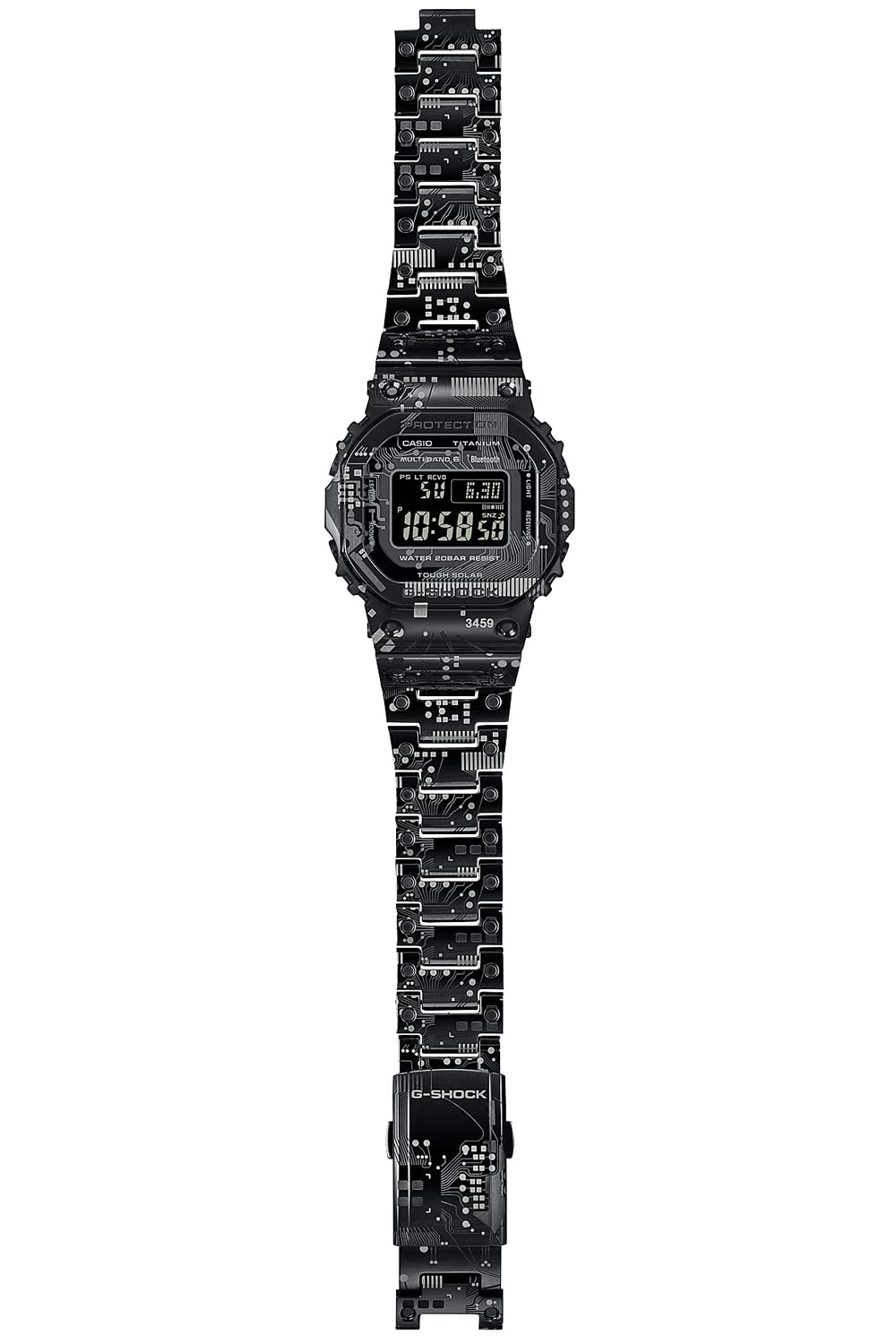 G-SHOCK(ジーショック) Casio GMW-B5000TCC-1JR Men's Wristwatch, Full Metal, Radio Solar, Titanium Model, Black, Limited Model: Titanium (Circuit Board Pattern Camouflage), 1 piece, watch