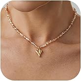 KummerSaprk Chunky Heart Necklace Silver Statement Necklace Puffy Heart Pendant Valentines Necklace Accessories for Women Valentines Day Gifts Galentines Gifts Summer Beach Jewelry