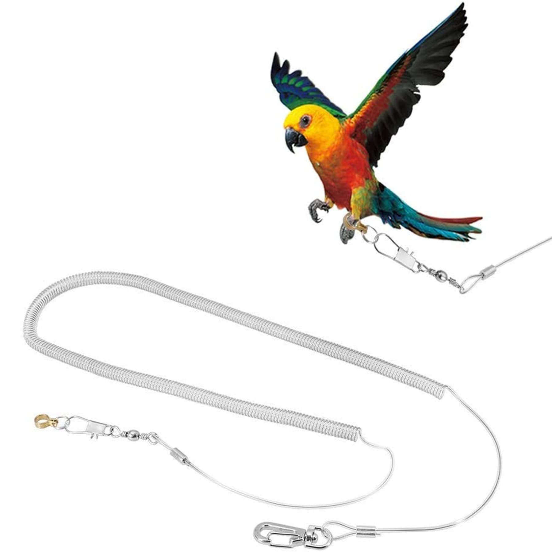 6M Bird Parrot Flying Rope Adjustable Anti-bite Flying Training Rope Leash Birds Harness Pet Outdoor Traction for Cockatoo Parakeet Cockatiel, Random Color(Foot Ring Dia. 4.5mm)